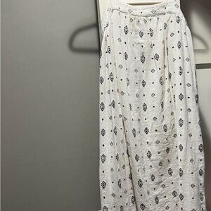 H&M Cream Midi Dress with Black Pattern